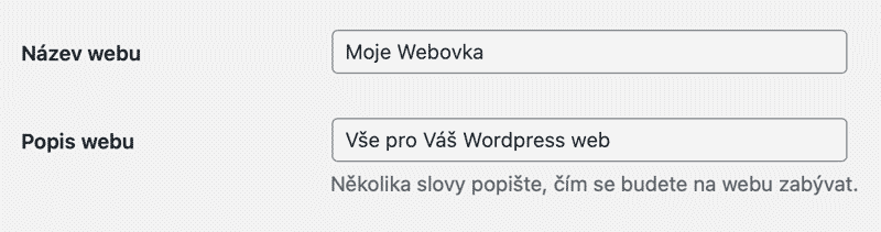 Položka Obecné v administraci WordPressu.